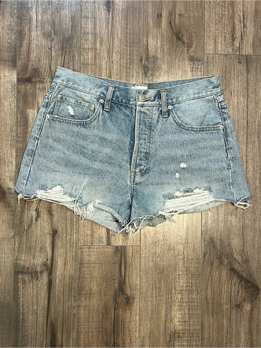 Z Supply Distressed Classic Hi-Rise Denim Shorts